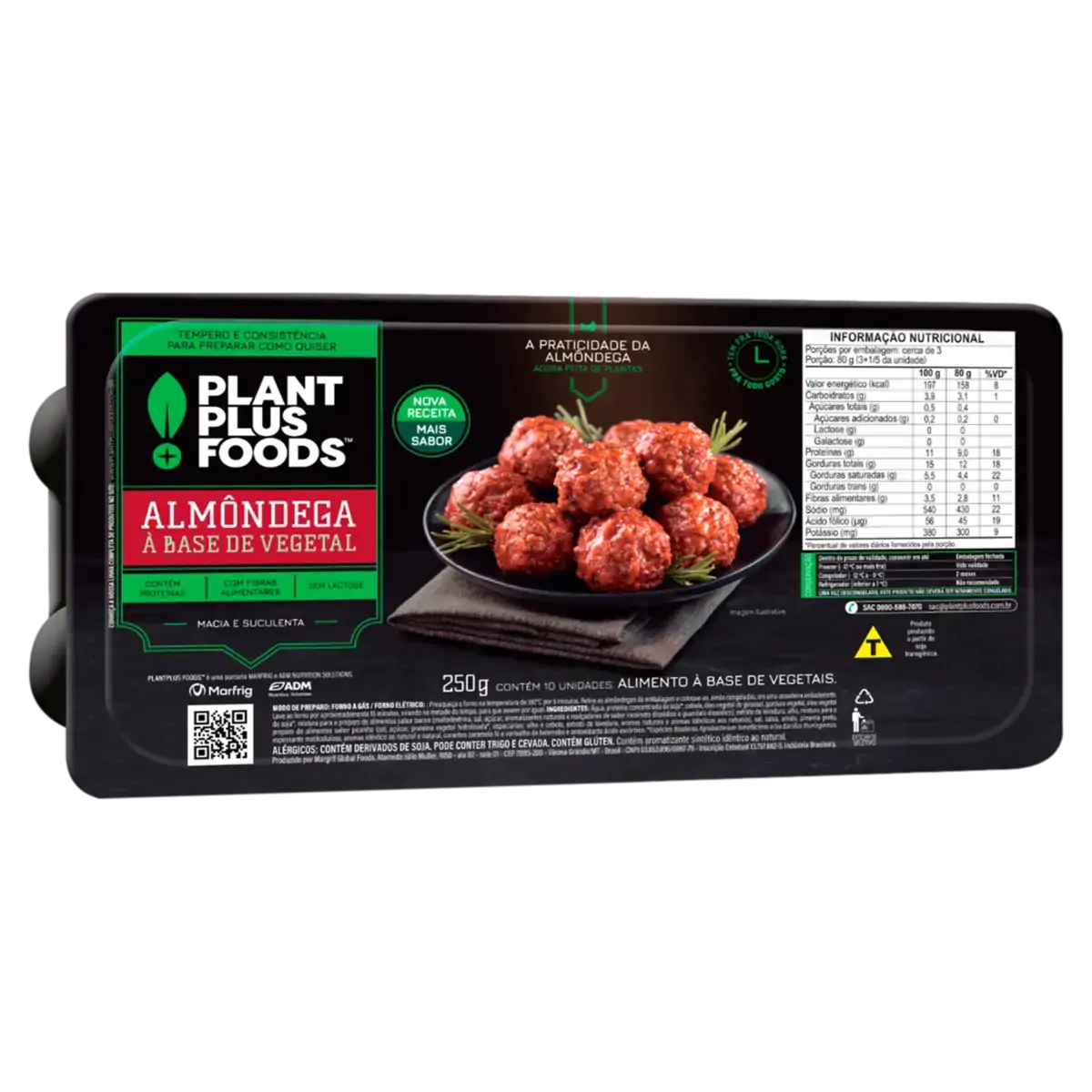 Almôndega Vegetal Plantplus Foods Bandeja 250g 10 Unidades