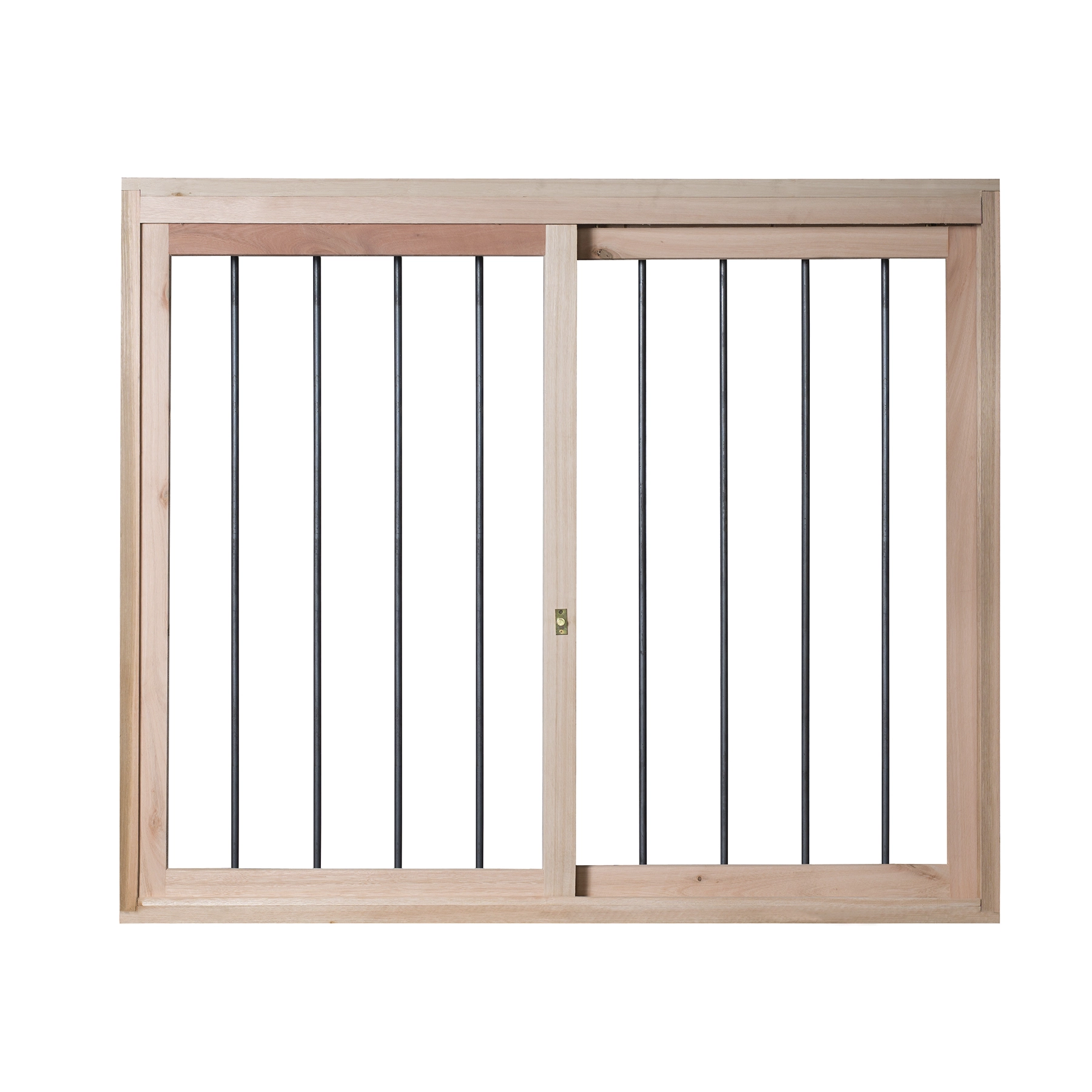 Janela de Madeira de Correr 2 Folhas 100x150cm com Grade Rondosul Natural