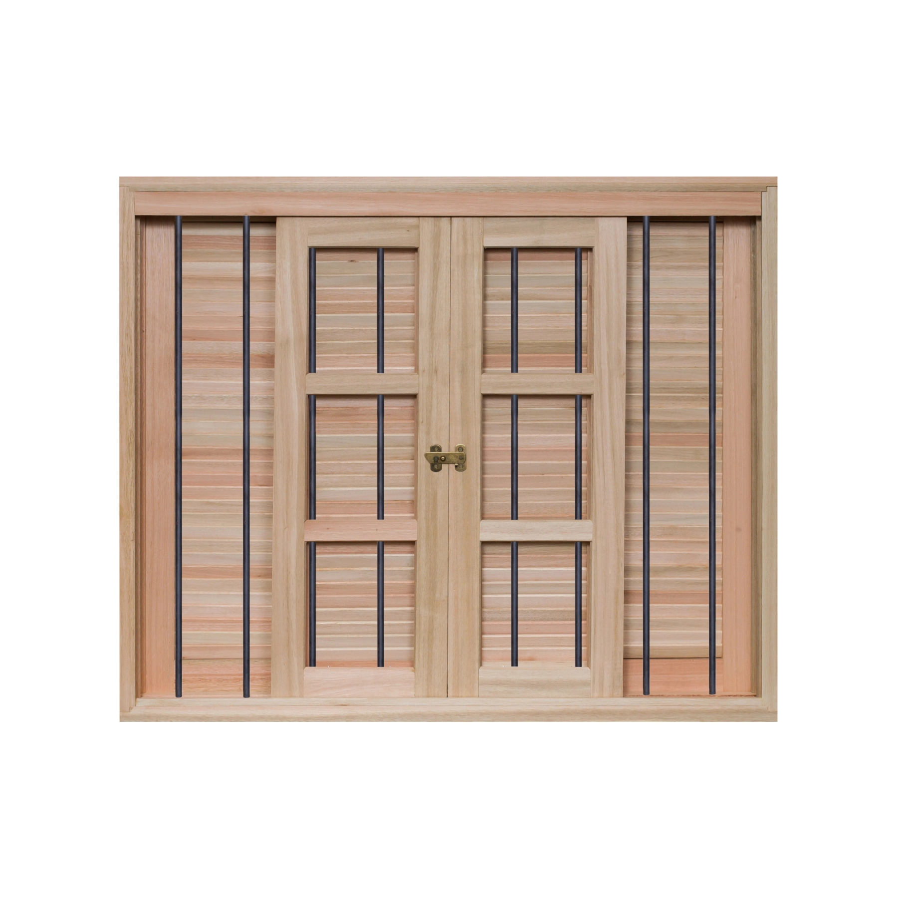 Janela de Madeira Veneziana 6 Folhas 100x150cm com Grade Rondosul Natural