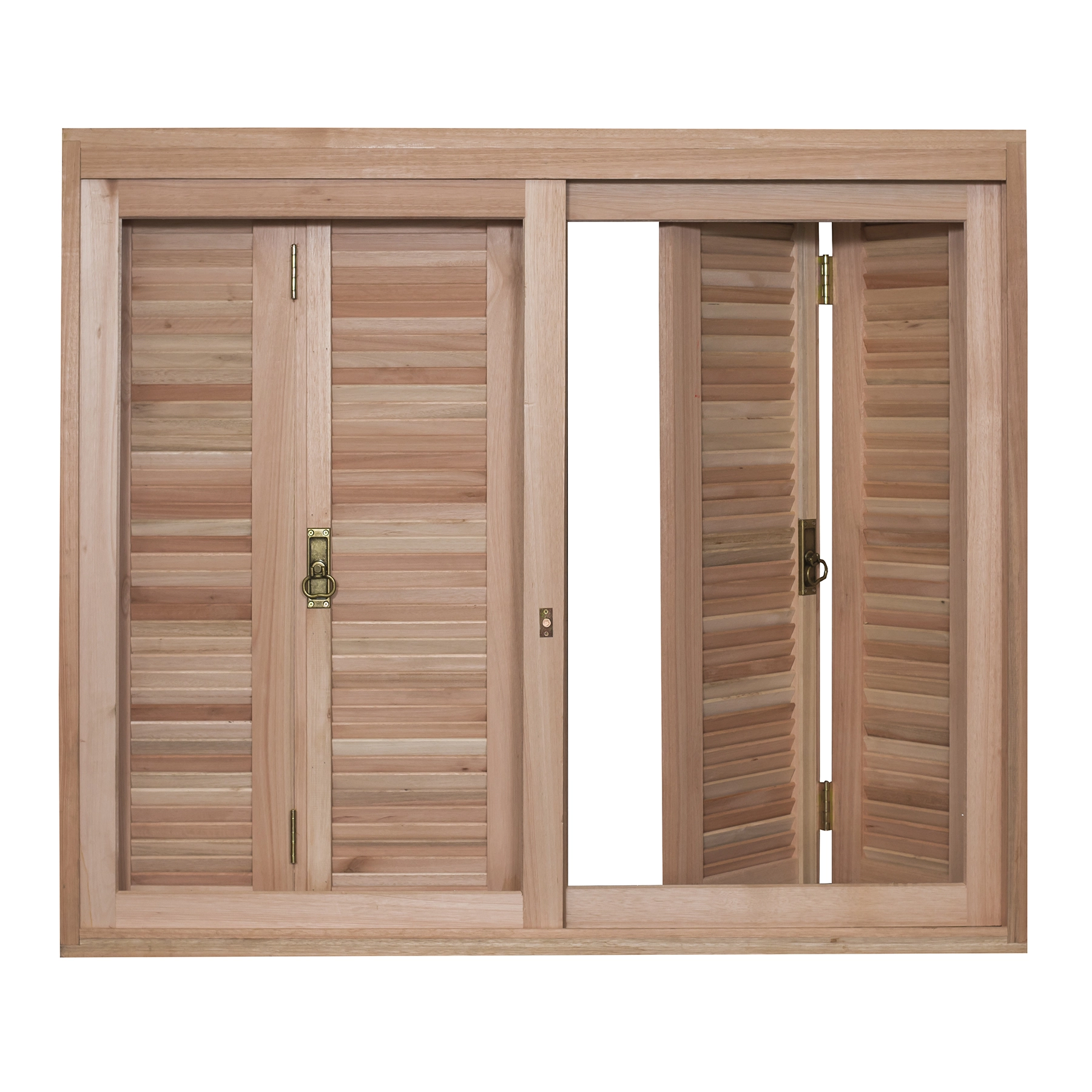Janela de Madeira Veneziana 6 Folhas 100x200cm Rondosul Natural