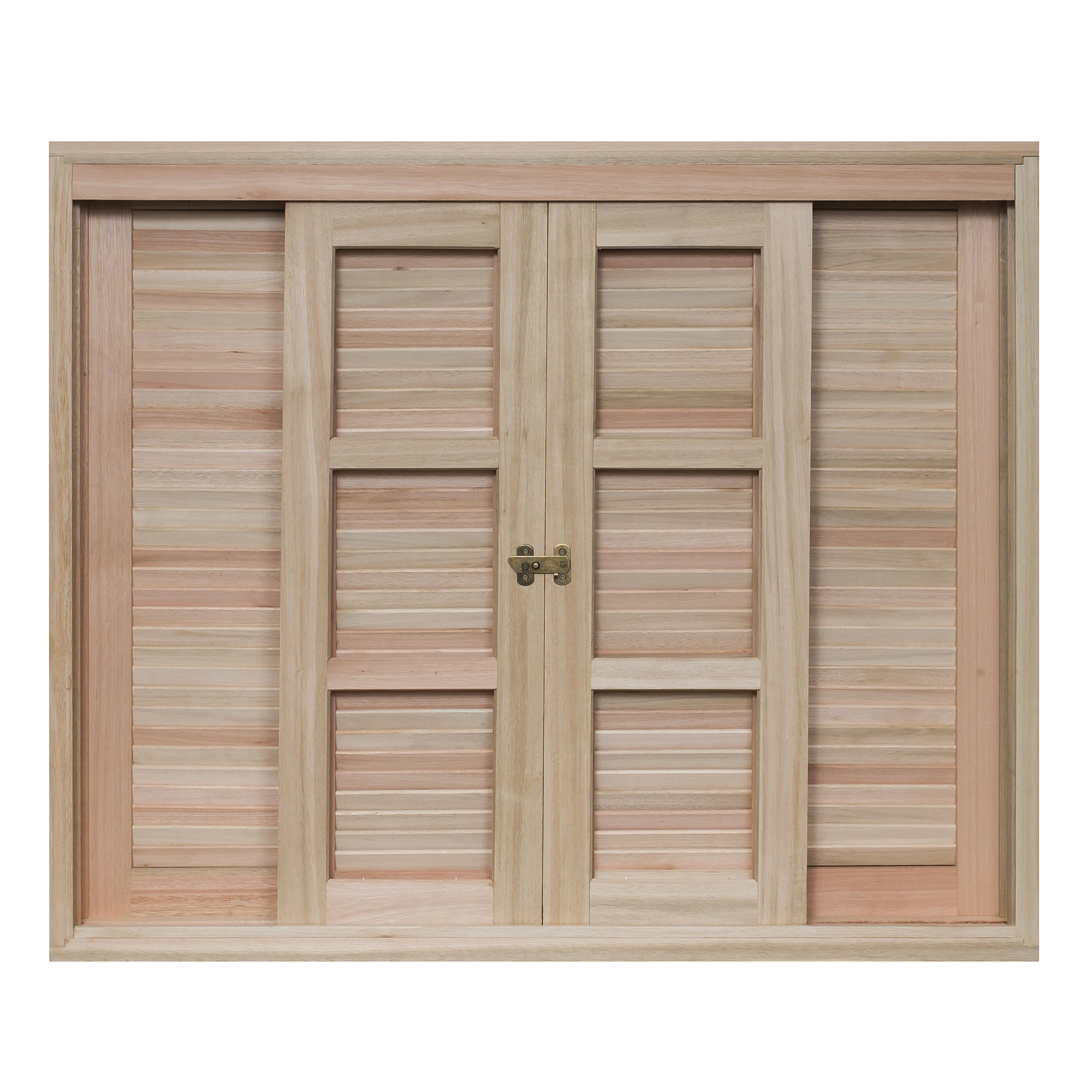 Janela de Madeira Veneziana 6 Folhas 120x120cm Rondosul Natural