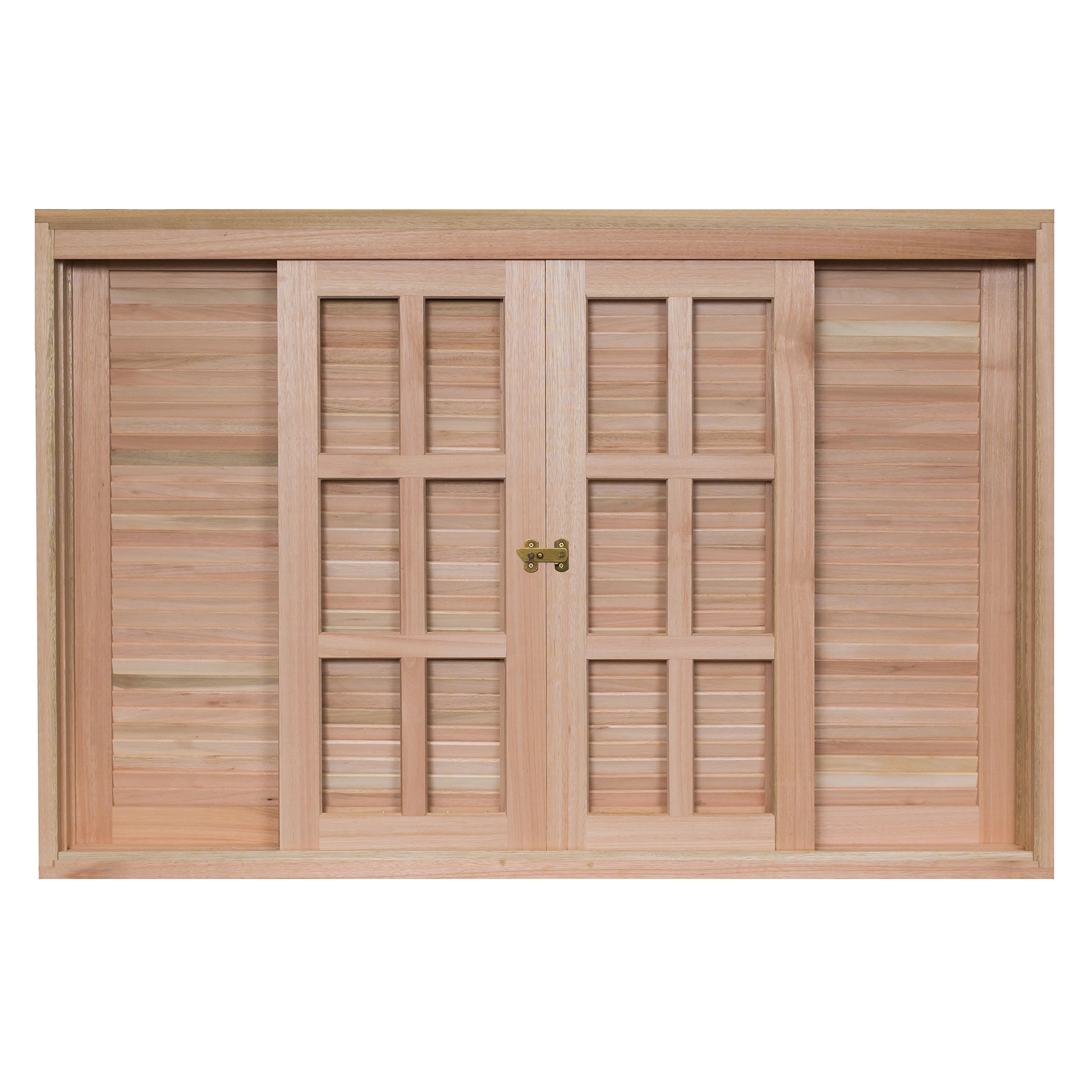 Janela de Madeira Veneziana 6 Folhas 120x150cm Rondosul Natural