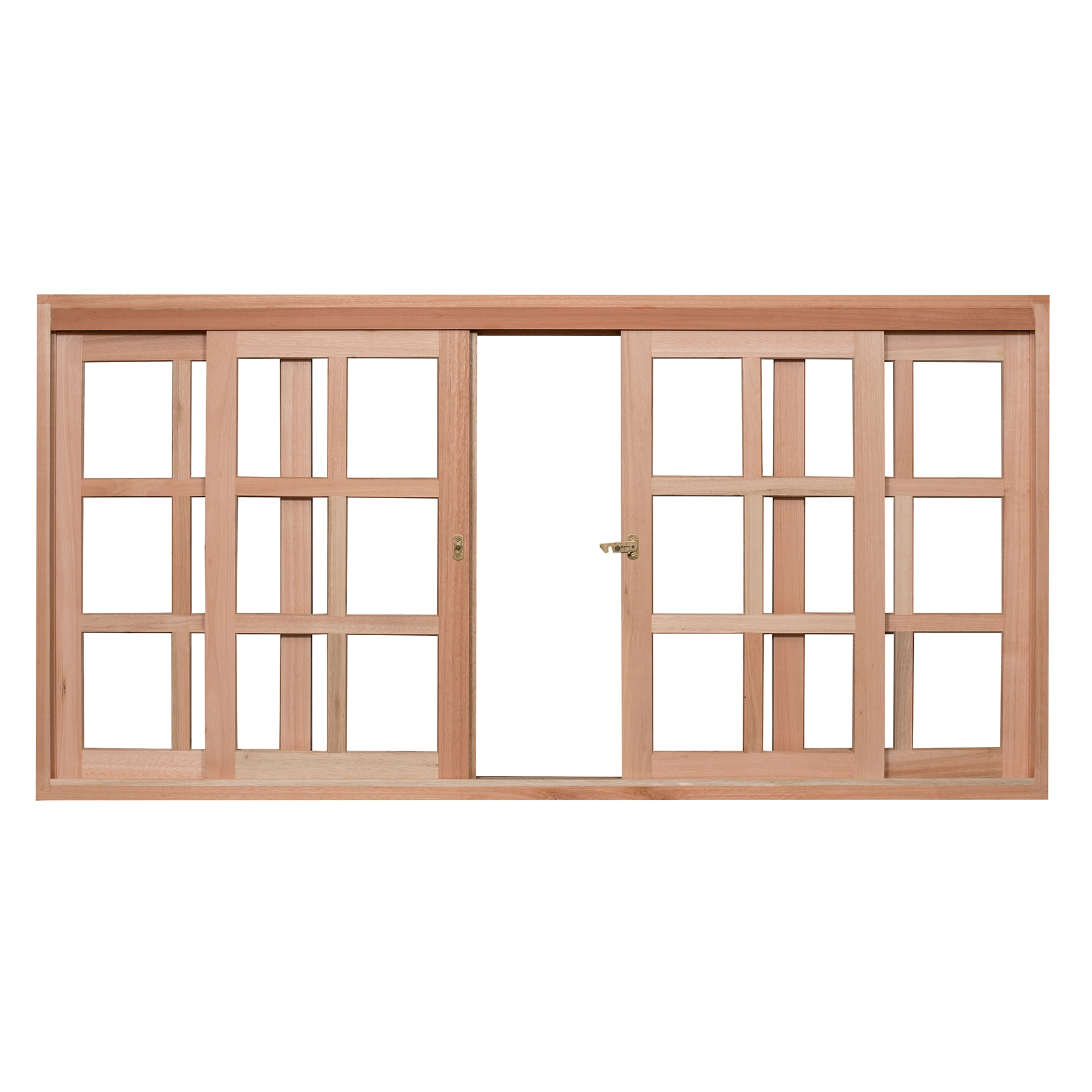 Janela de Madeira de Correr 4 Folhas 100x150cm com Grade Rondosul Natural