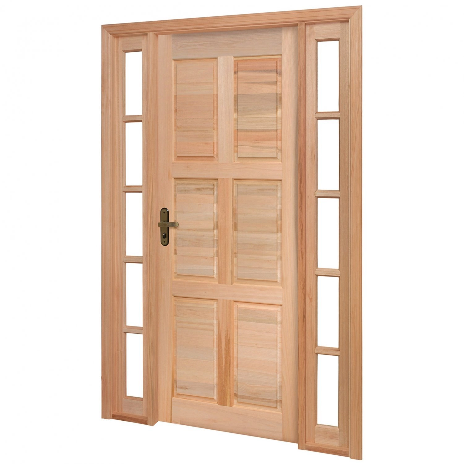 Kit Porta Madeira de Giro Direito Marrom 210x80cm com Batente Decorada Rondosul