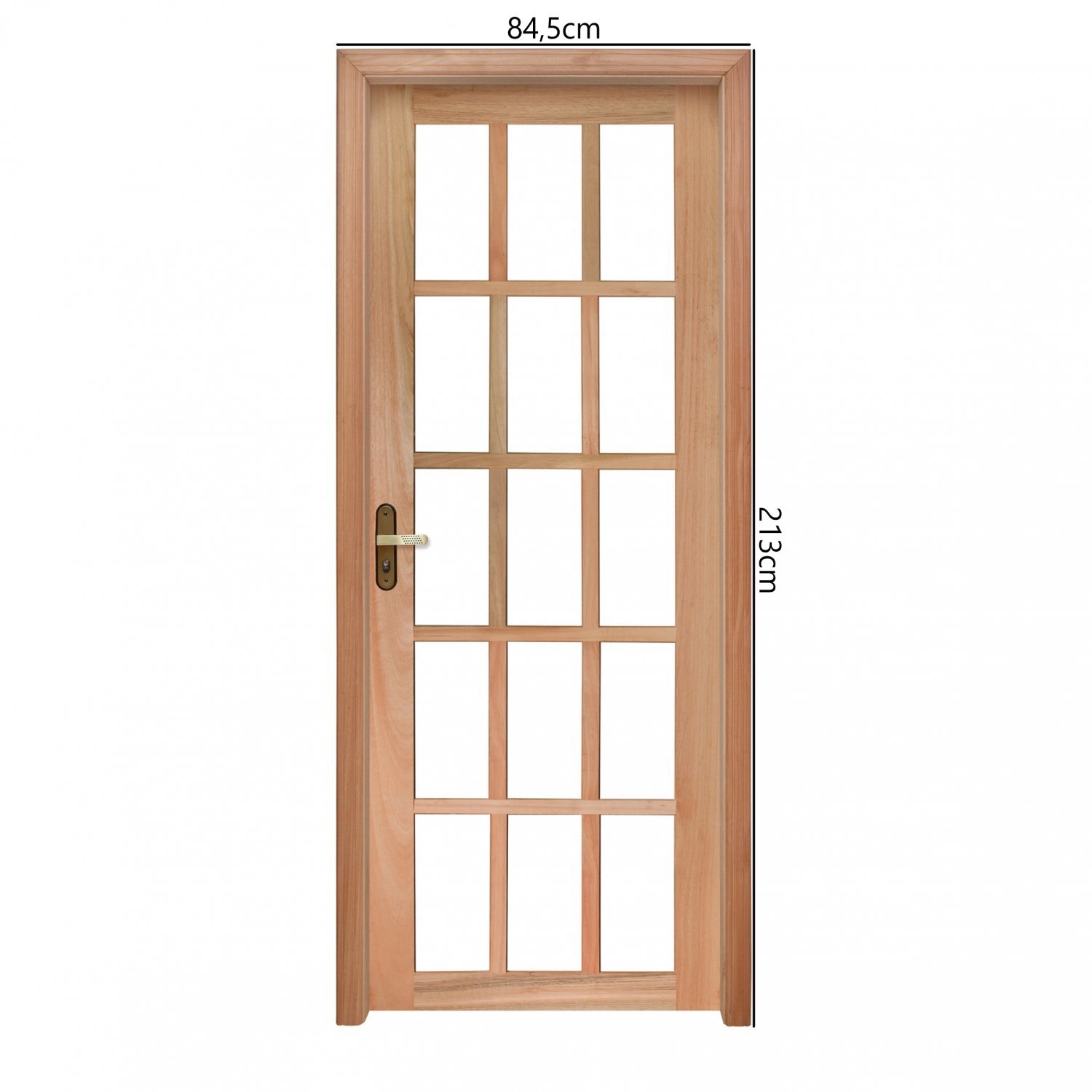 Kit Porta Madeira de Giro Esquerdo Marrom 210x80cm com Batente Decorada Rondosul
