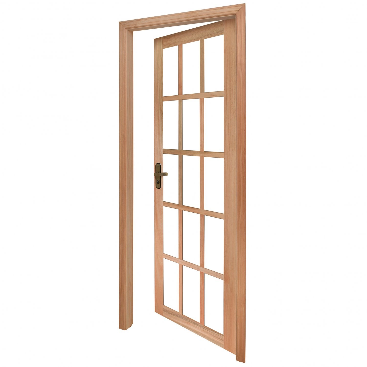 Kit Porta Madeira de Giro Direito Marrom 210x80cm com Batente Decorada Rondosul