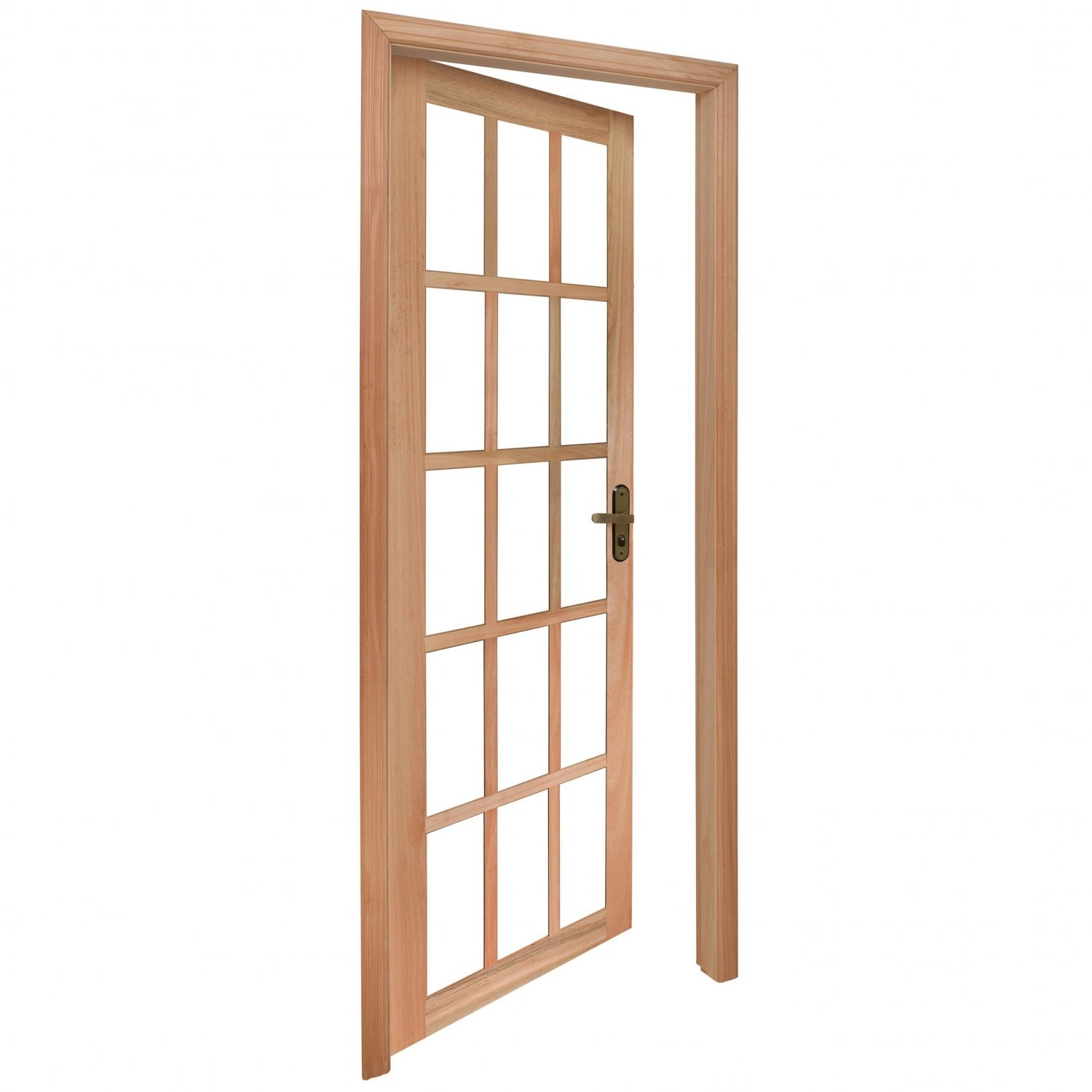 Kit Porta Madeira de Giro Esquerdo Marrom 210x80cm com Batente Decorada Rondosul