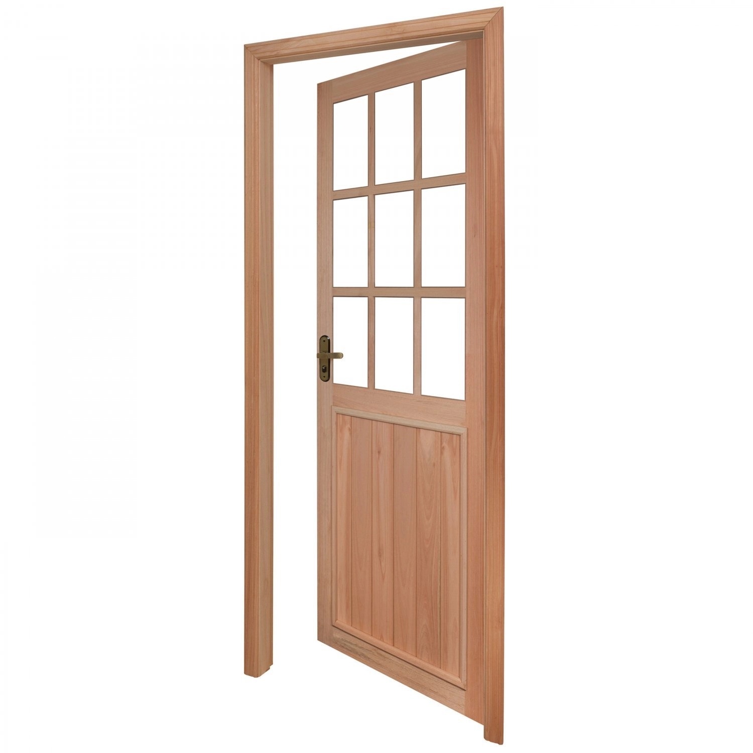 Kit Porta Madeira de Giro Direito Marrom 210x80cm com Batente Decorada Rondosul