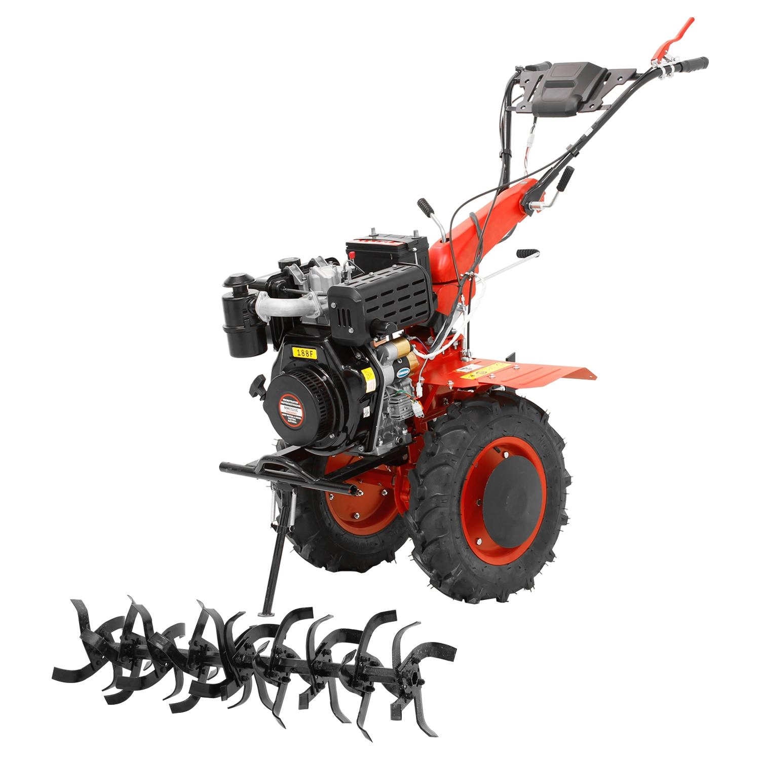 Micro Trator Motocultivador 10hp 406cc Diesel Partida Elétrica Com Enxada Rotativa - Nmcd10e