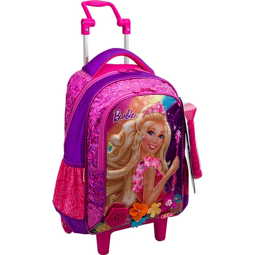 Mochila Infantil Com Rodinhas Barbie E O Portal Secreto Rosa Sestini