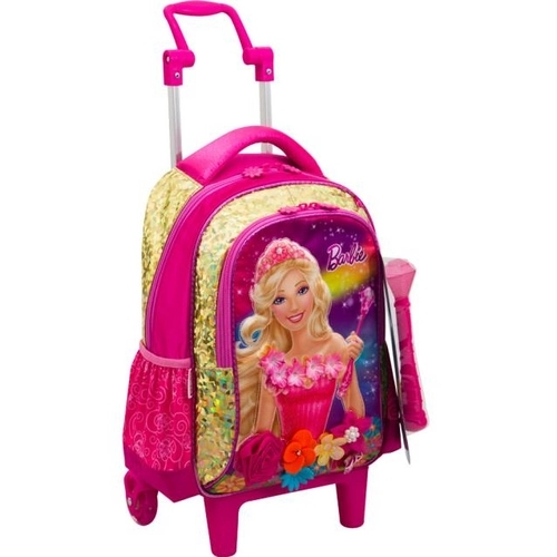 Mochila Infantil Com Rodinhas Média Barbie Portal Secreto Rosa Sestini