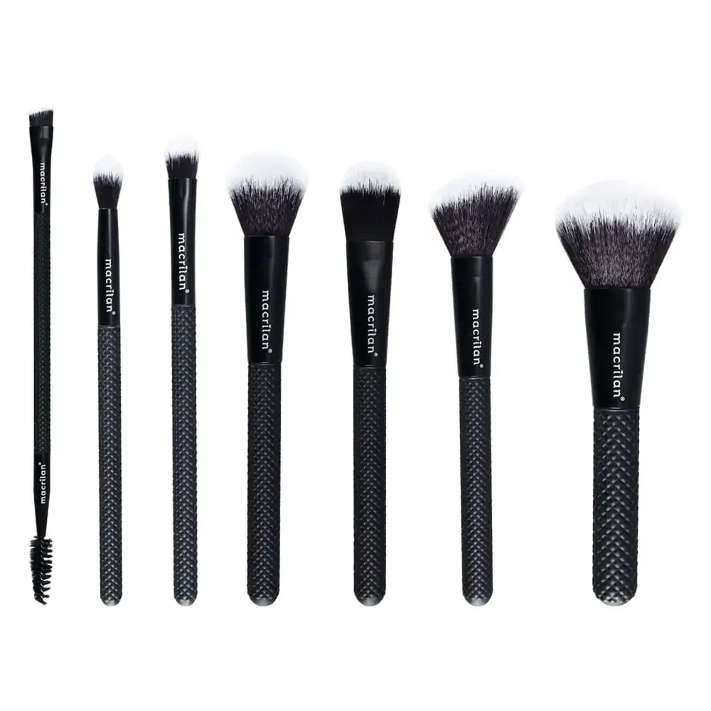 Kit Com 7 Pinceis P/ Maquiagem Macrilan Cerdas Sinteticas 1un