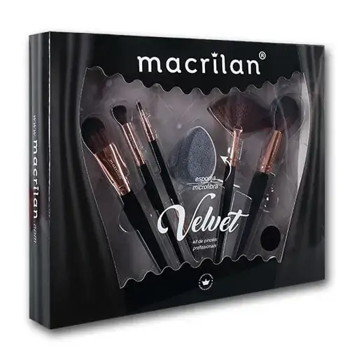 ED010A - Kit Velvet com 5 Pincéis e 1 Esponja de Microfibra - Macrilan