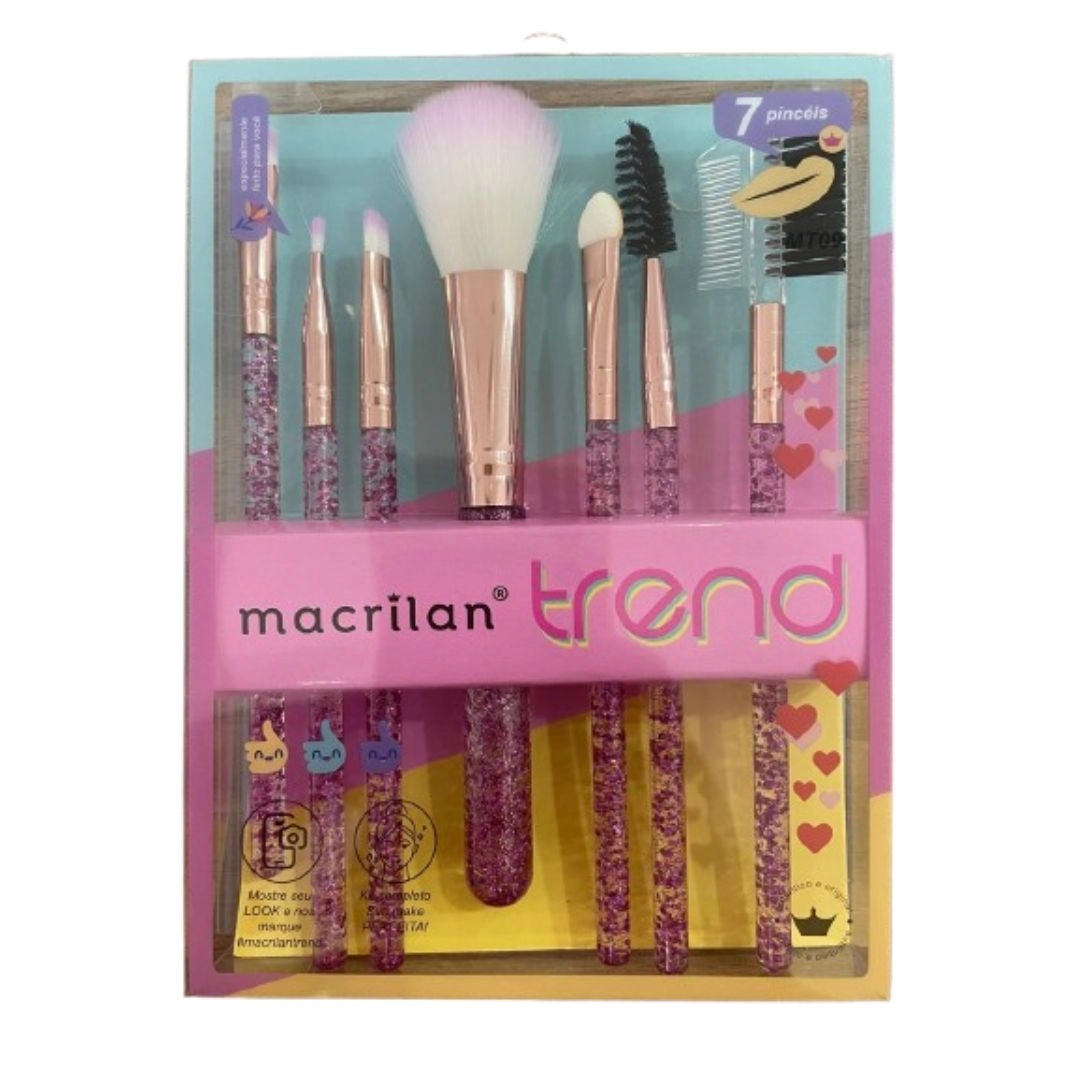 Kit Pincel De Maquiagem Macrilan Mt09 Trend C/7un