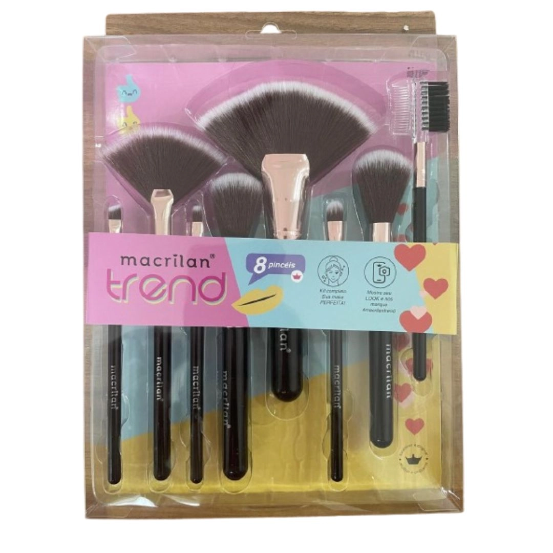 Kit Pincel De Maquiagem Macrilan Mt06 Trend C/8un