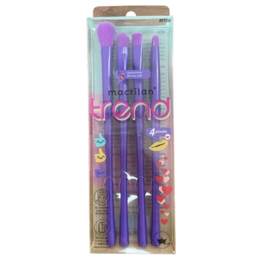 Kit Pincel De Maquiagem Macrilan Mt08 Trend C/4un