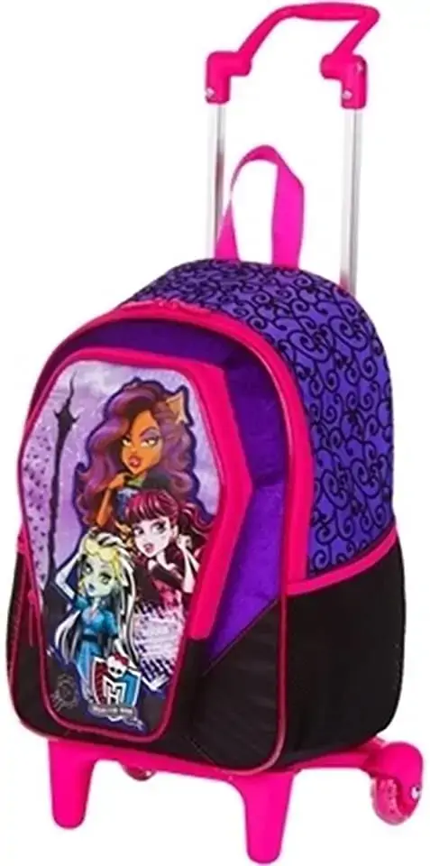 Mochila De Carrinho Sestini Média Monster High Scaris Roxo/rosa/preto