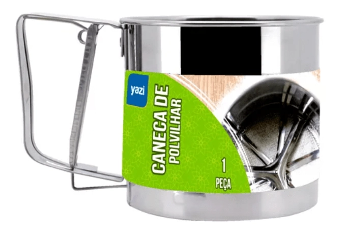 Polvilhador Inox Peneirar Caneca Farinha C/ Gatilho tapioca