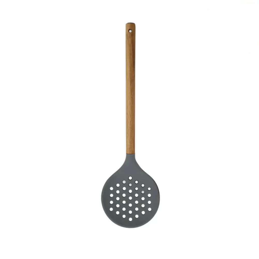 Escumadeira Silicone Cabo Madeira Acacia Yazi