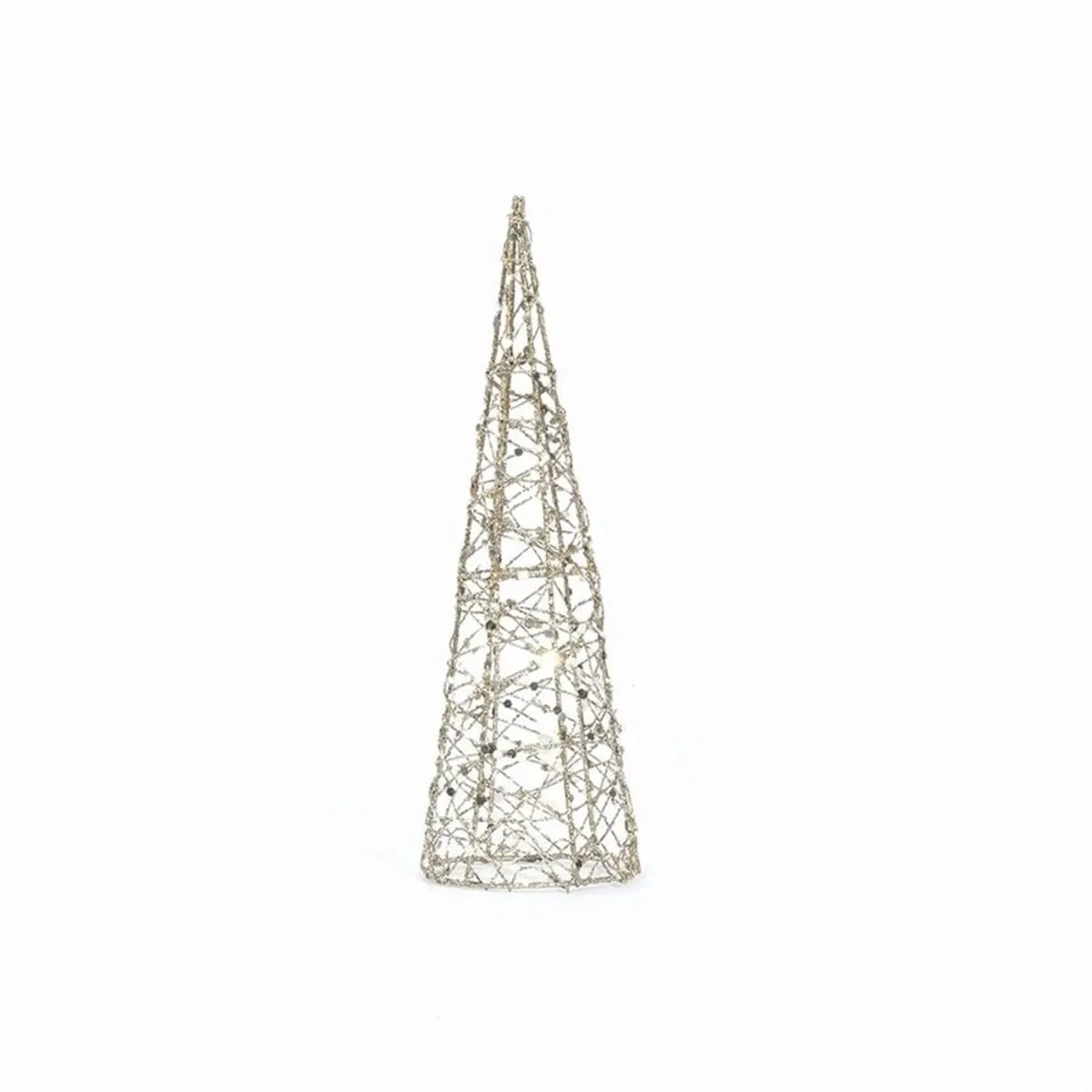 Enfeite de Natal Árvore Aramada com Glitter Yangzi cor Champagne 6 cm x 20 cm