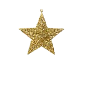 Estrela Glitter Vazada Decorativa Dourada 18cm