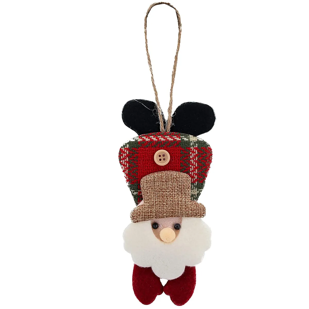 Enfeite de Natal Papai Noel Pendurado Yangzi Xadrez Rústico Vermelho 17 cm