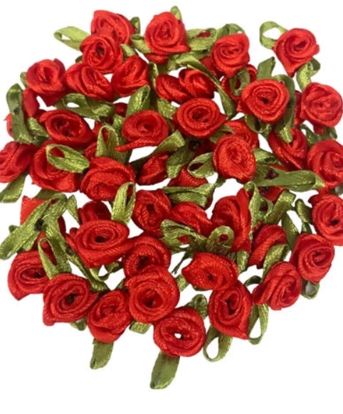 Flor Rococo Verm C/laco Verd 10mm C/25un