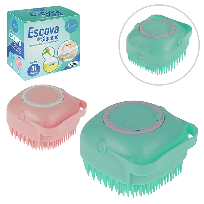 Escova Silicone Com Recipiente P/sabonete Zein