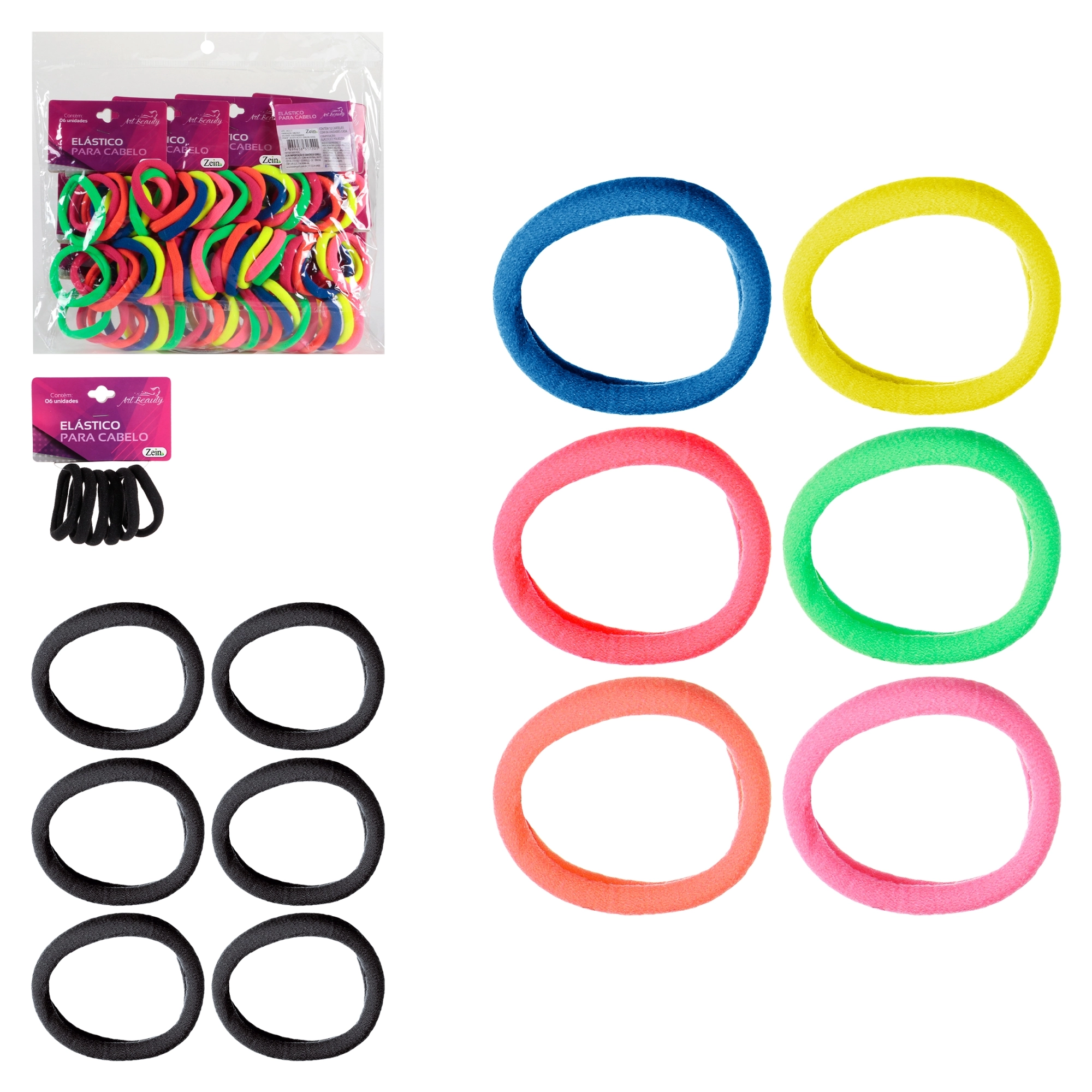 Kit Cabelo Elastico C/ 72 Pçs Color