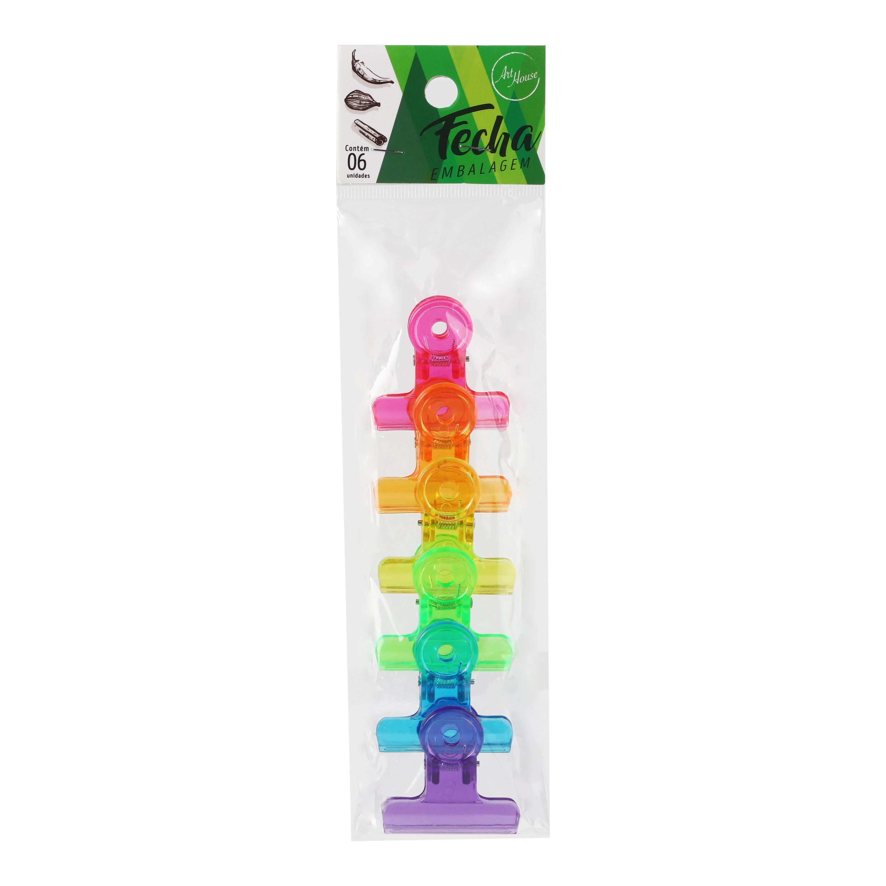 Prendedor Plastico P/papel C/6