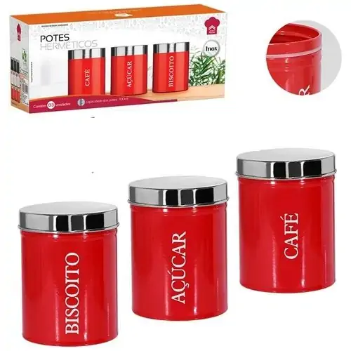Conj Potes 03 Hermeticos Inox Pin