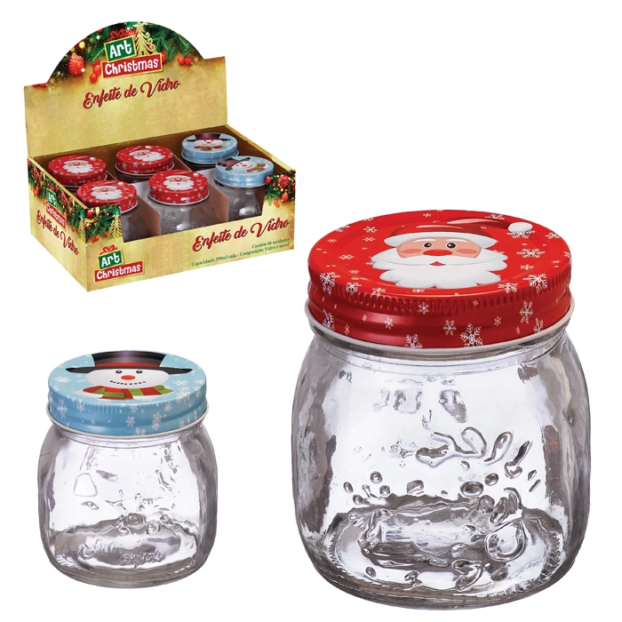 Pote Vidro 550ml Natal
