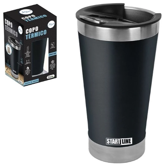 Copo Inox Term. 520ml Preto C/tampa Ref.836443