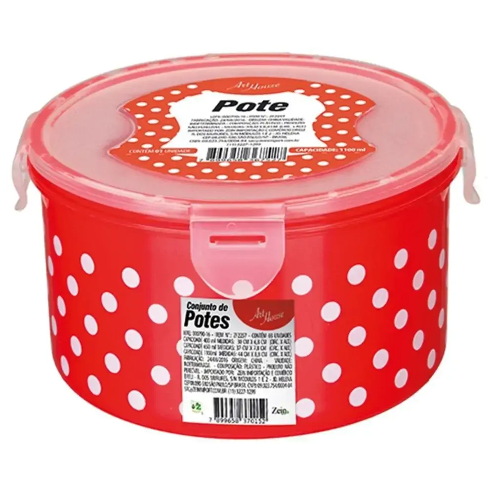 Conj Potes Poa Vermelho C/3