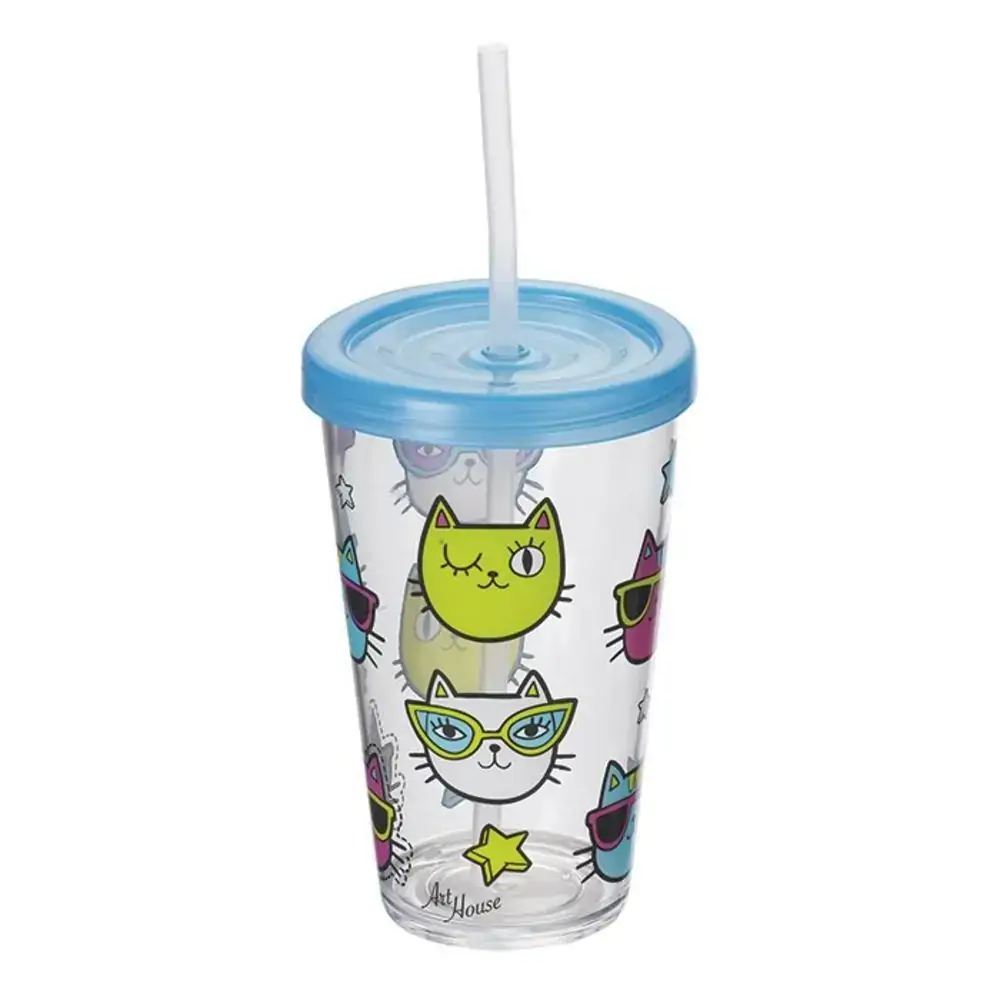 Copo Acrilico 650ml C/canudo Divertido