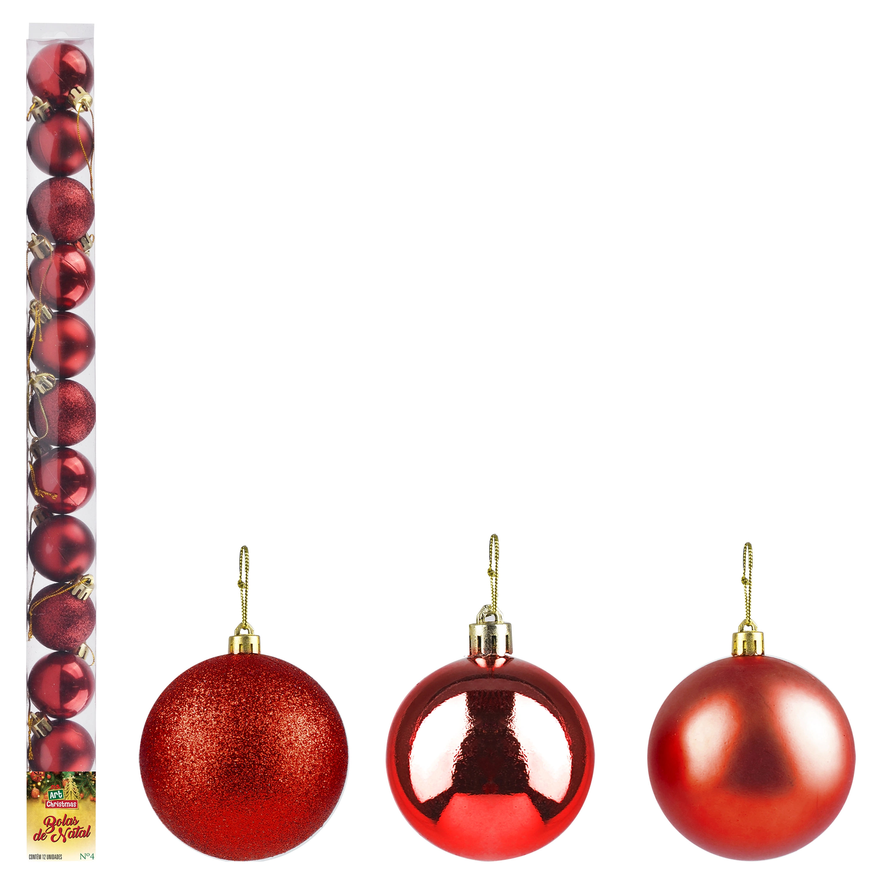 Bola Natal Lisa Vermelha 4cm 12pcs 842855 Issam
