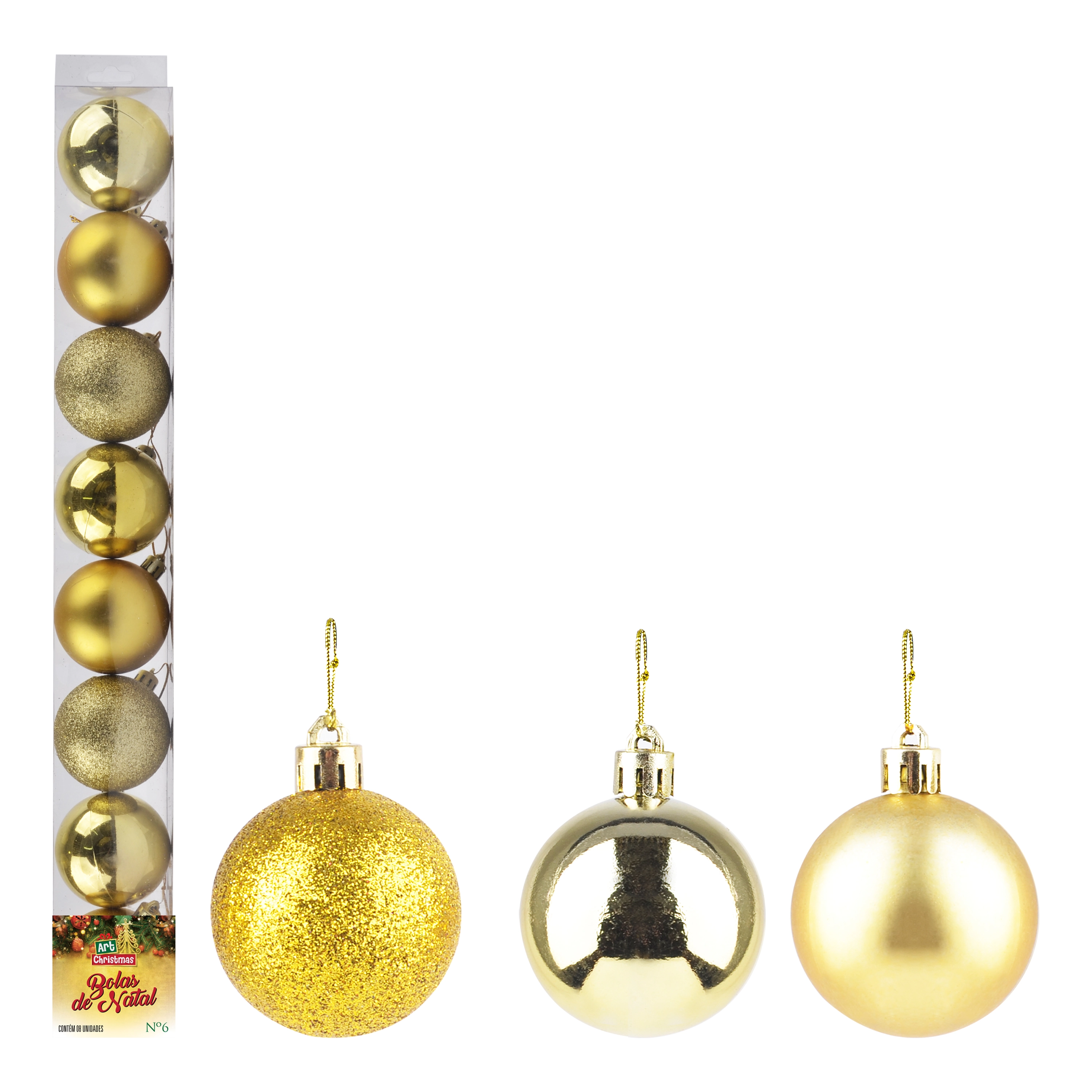 Bola Natal Lisa Dourada 6cm 8pcs 842861 Issam
