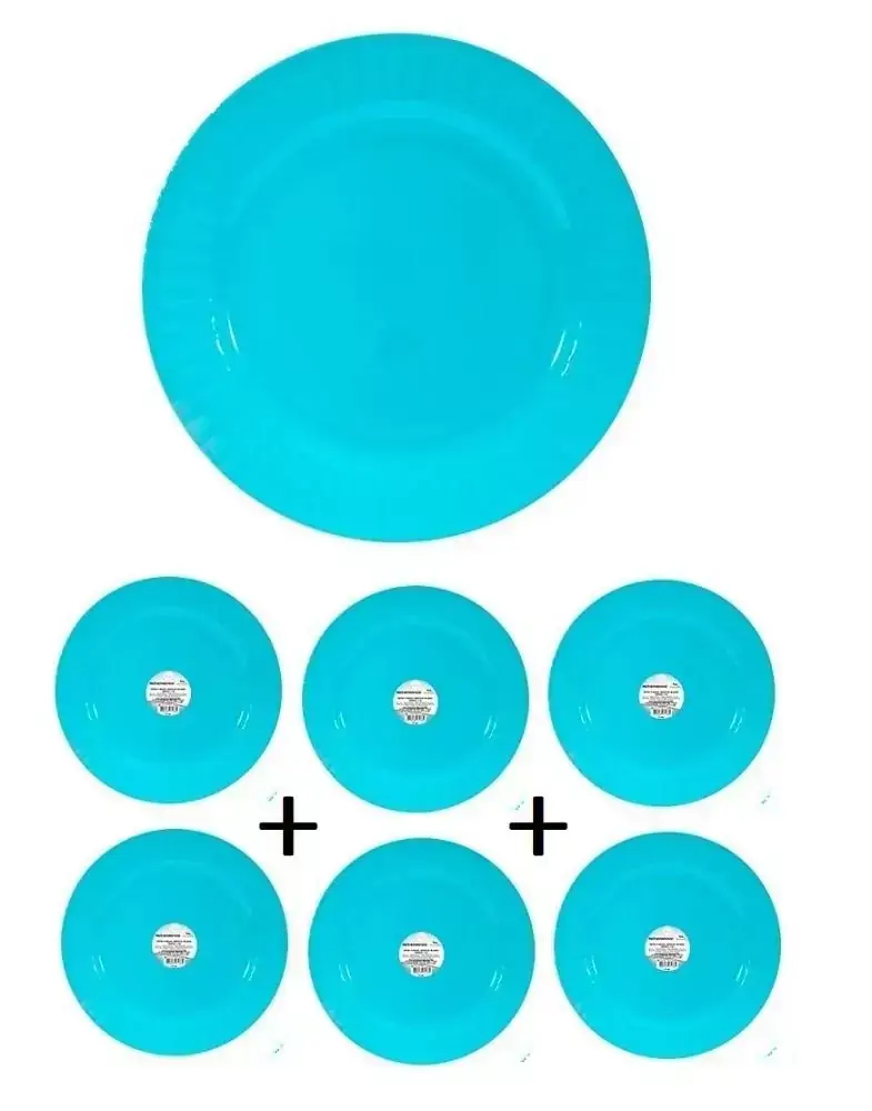 Kit 6 Unidades Pratos Raso Redondo de Melamina Havana Blue 27 cm Ø