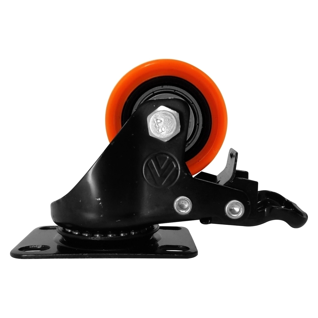 Rodízio Pvc Laranja 1.5/8" 41mm Giratório Com Freio - A09110-gf - Ajax