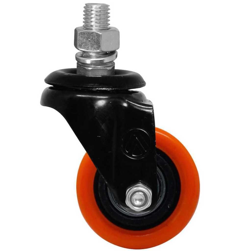 Rodízio Pvc Laranja 2" 50mm Giratório Com Rosca - A09120-gr - Ajax