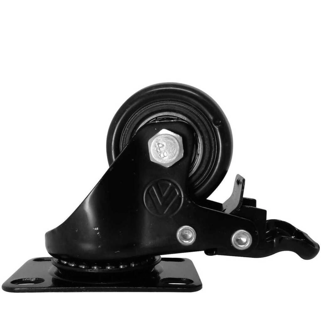 Rodízio Pvc Preto 1.5/8" 41mm Giratório Com Freio - A09410-gf - Ajax