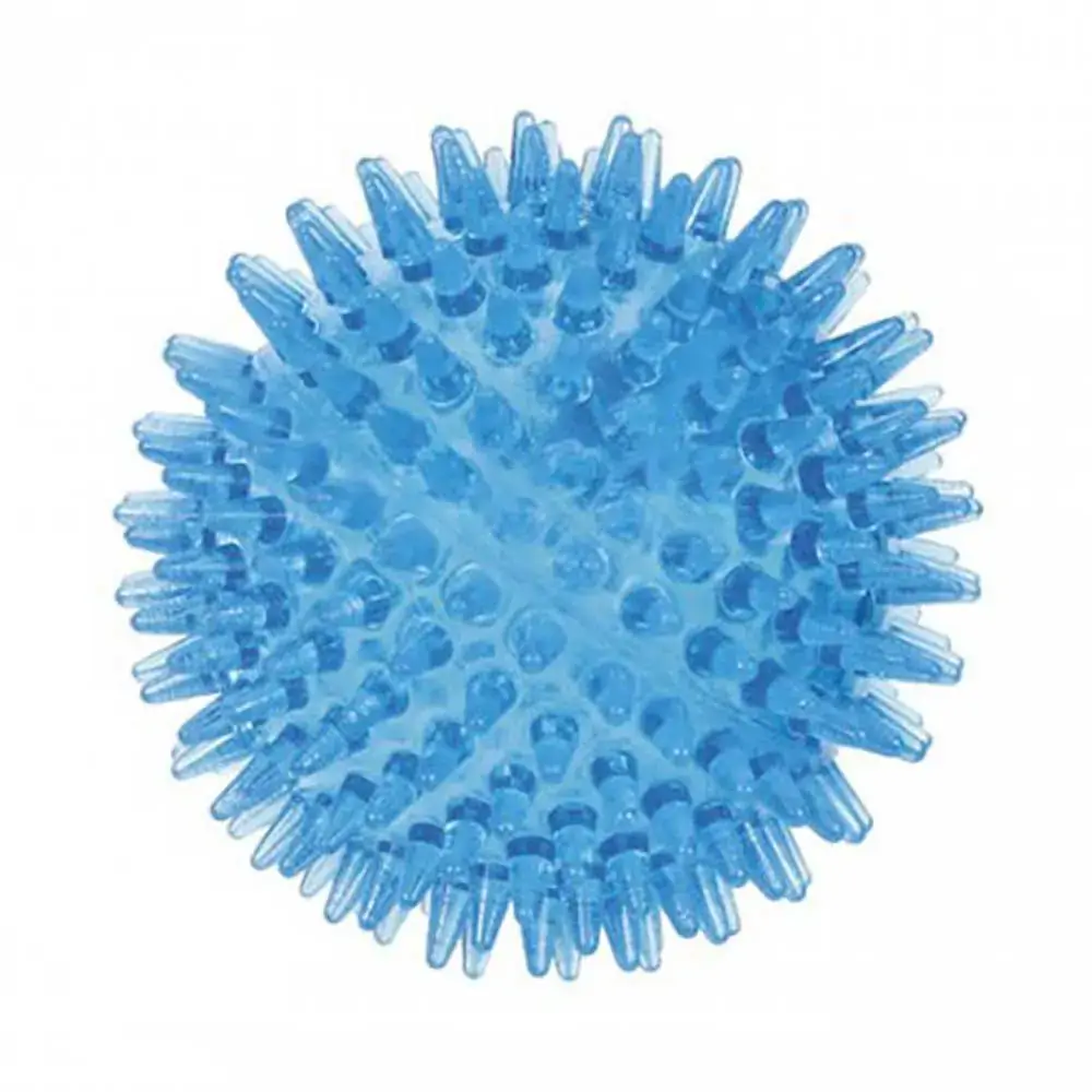 Brinquedo Jambo Para Cães Bola Espinh Com Som Azul