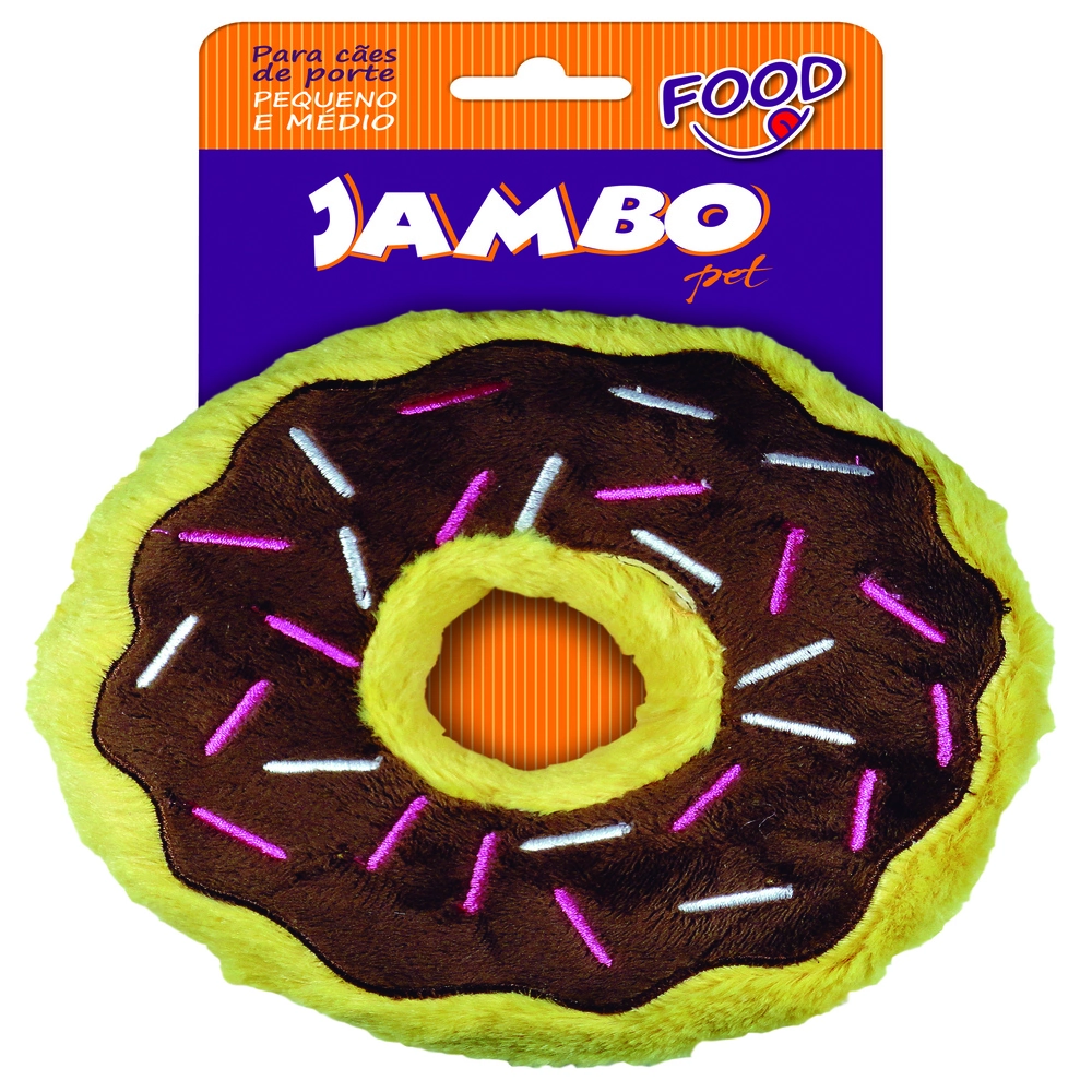 Brinquedo Pelúcia Mordedor Food Donut Chocolate G Jambo Pet