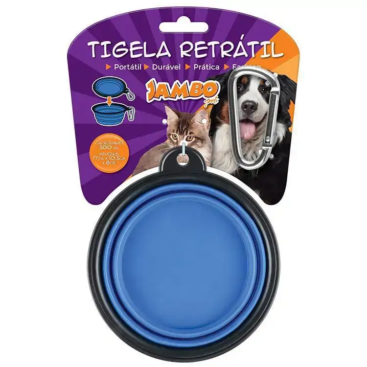 Jambo Tigela Plastica Retratil Azul Grande