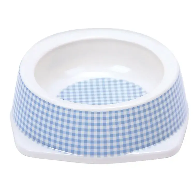 Tigela Plastica Vichy Azul P/ Gato