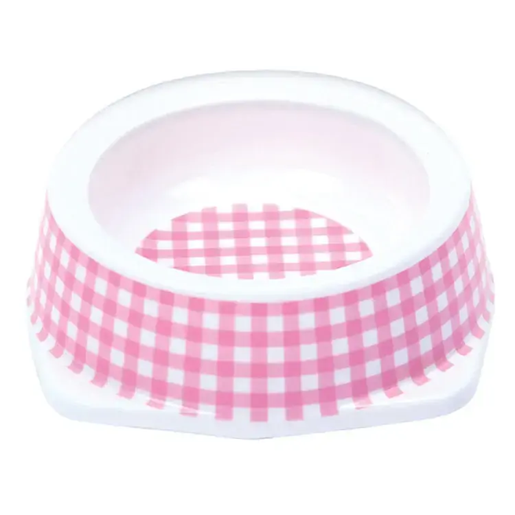 Tigela Plastica Vichy Rosa P/ Gato