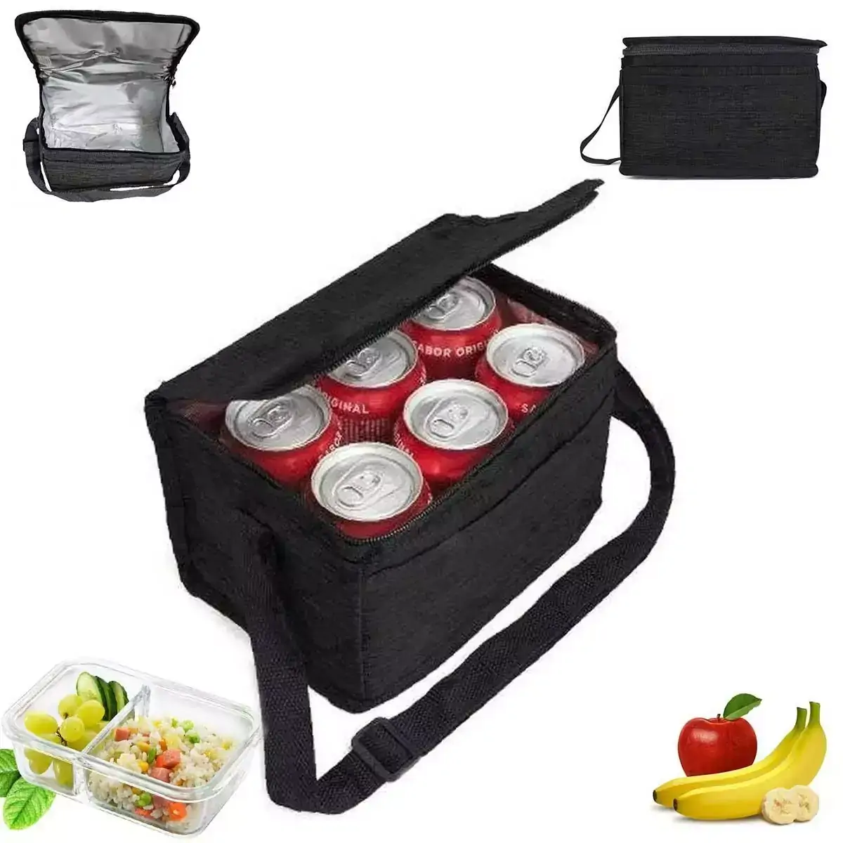 Bolsa Térmica Porta Marmita Feminina Lancheira Masculina Bolsinha Forrada Alumínio Poliéster Trabalho Academia Fitness