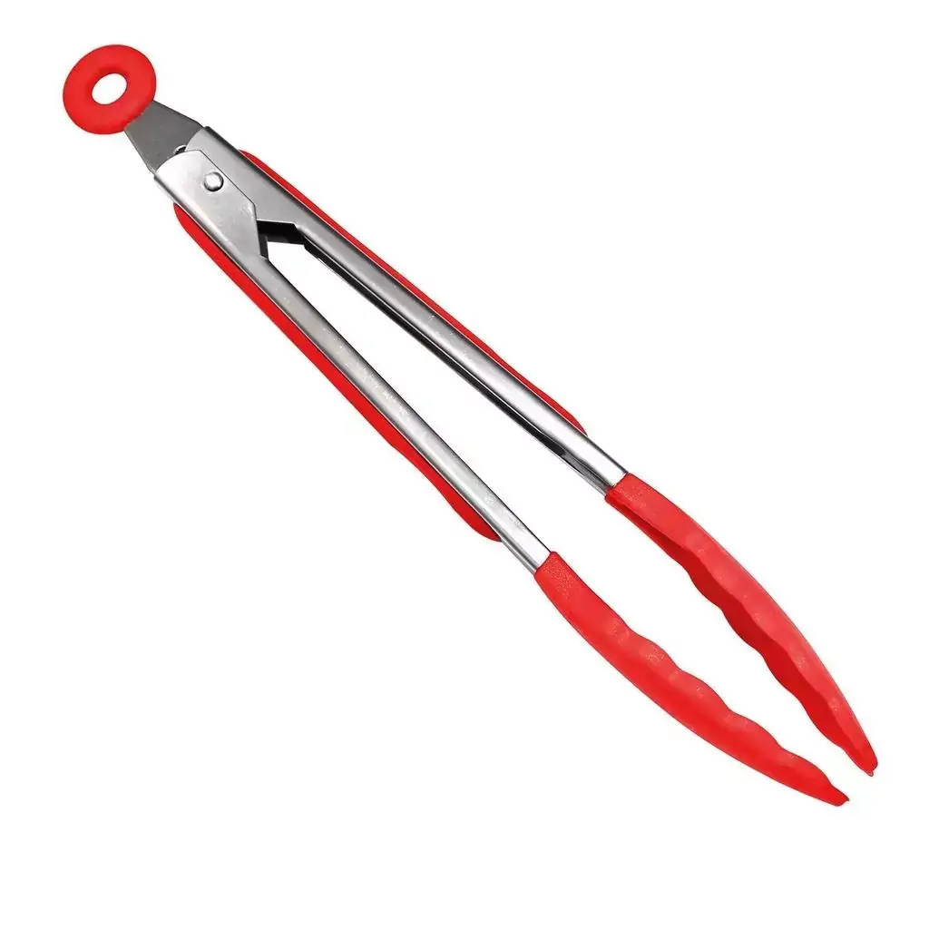 Pinça Pegador de Silicone 29,5 cm Vermelho.