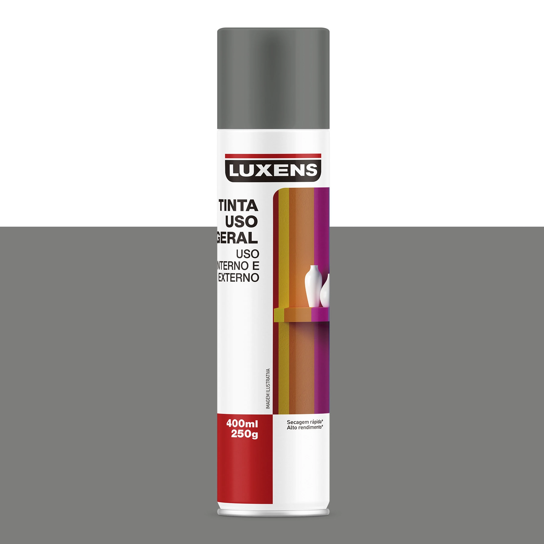 Tinta Spray Uso Geral Cinza Escuro 400mL Luxens