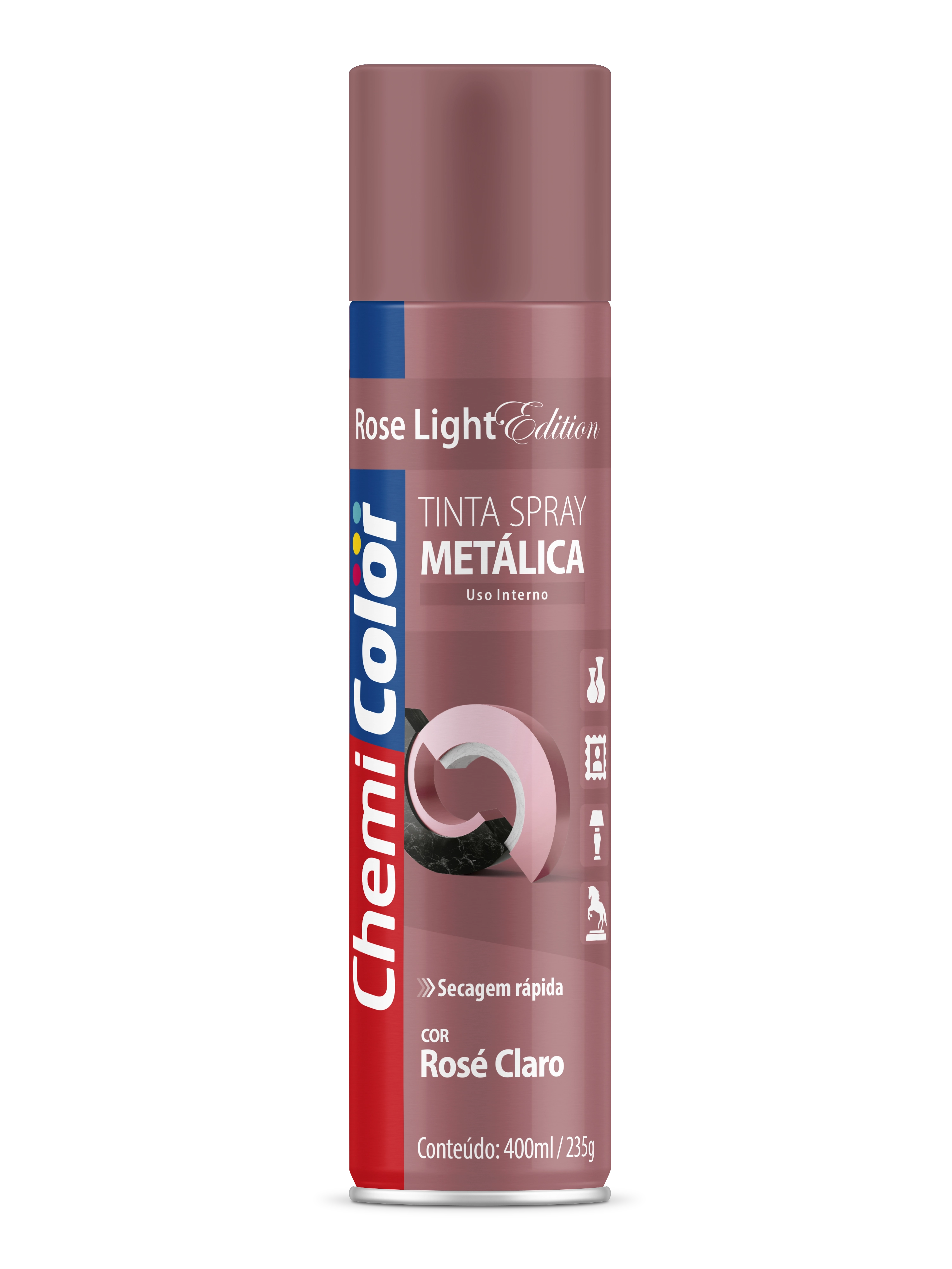 Tinta Spray Metalica Rose Claro 400ml 1x400ml Chemicolor